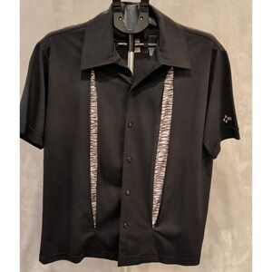 BC Ethic Shirt Mens Large Black Zebra Panel Bowling Rockabilly Retro USA